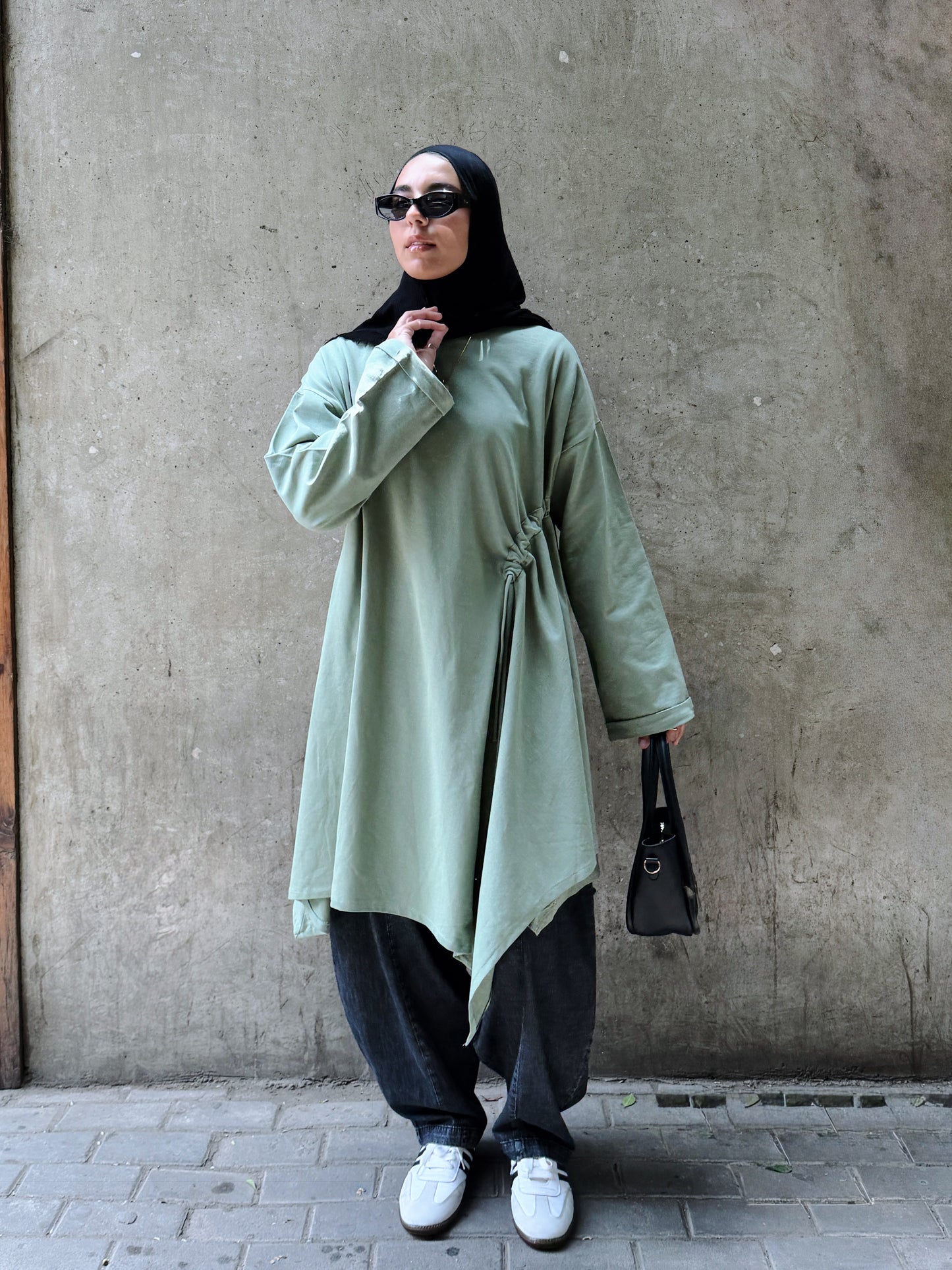 Breeze Drawstring Top In Earthy Olive