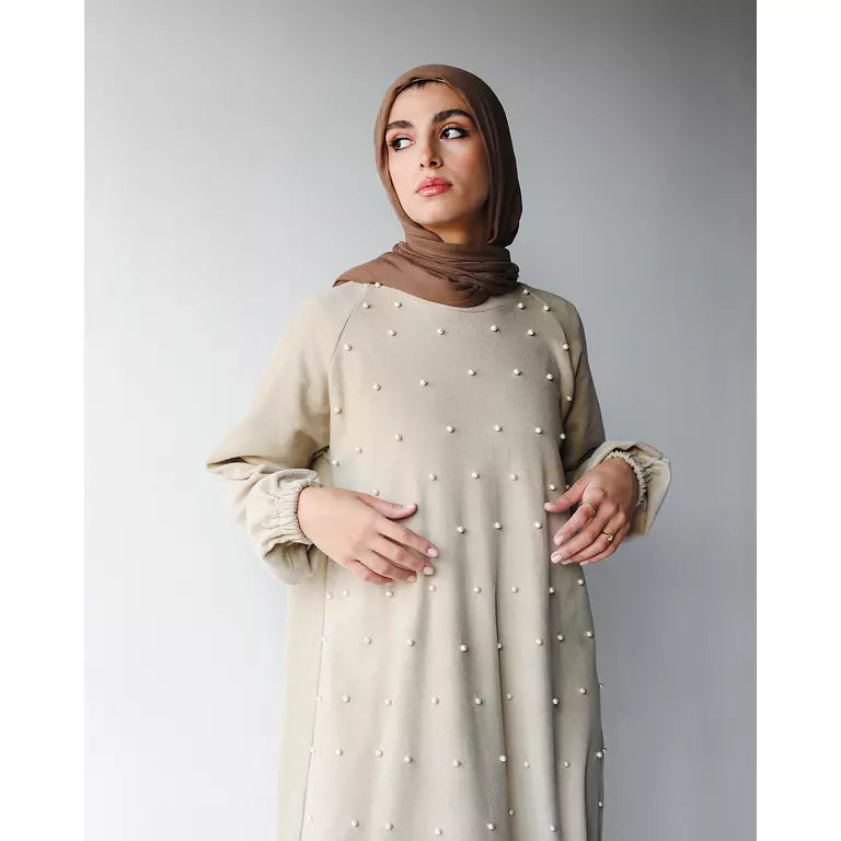 Pearl Wool Dress In Crème