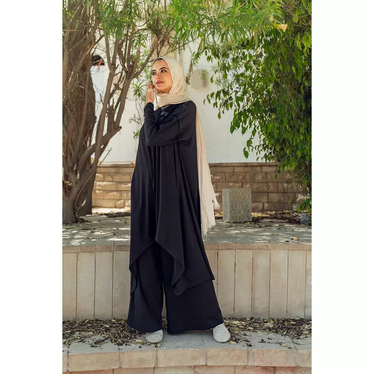 Ribbed Cotton Set in Black