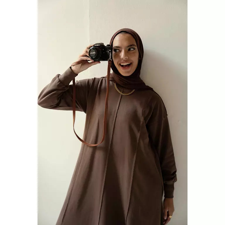 Seamline Dress in Taupe Brown