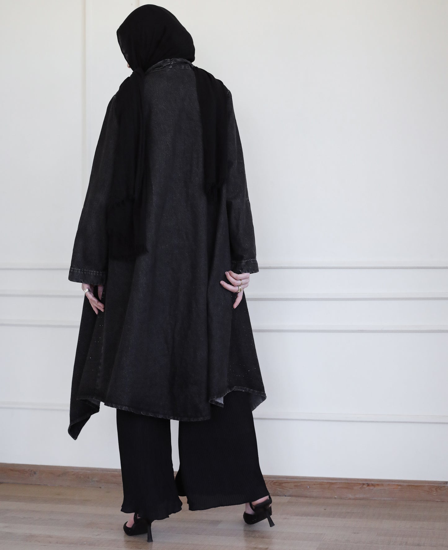 Black Studded Denim Cardigan