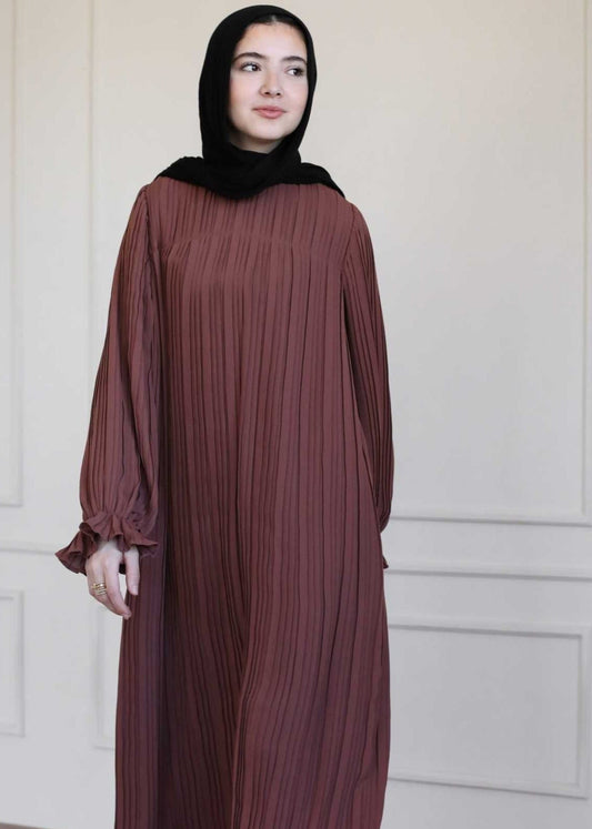 Pleated Dress In Brick