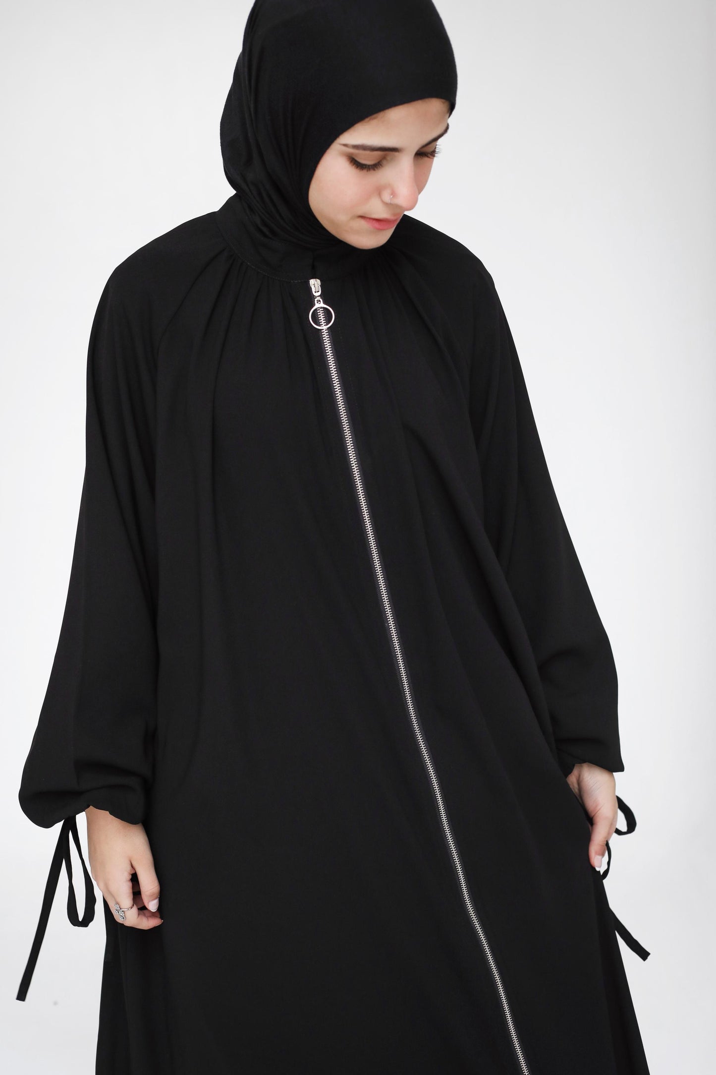 Full Zipper Gather Abaya
