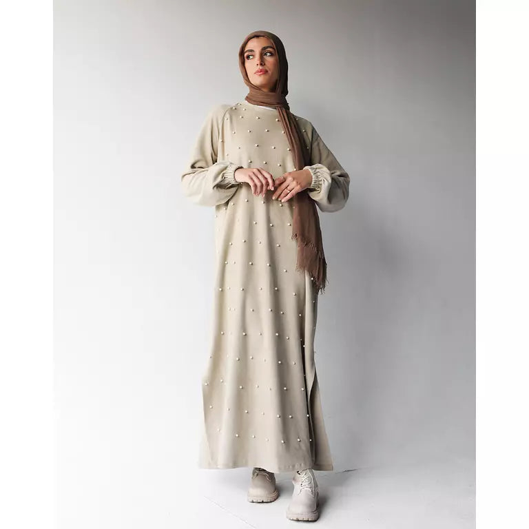 Pearl Wool Dress In Crème