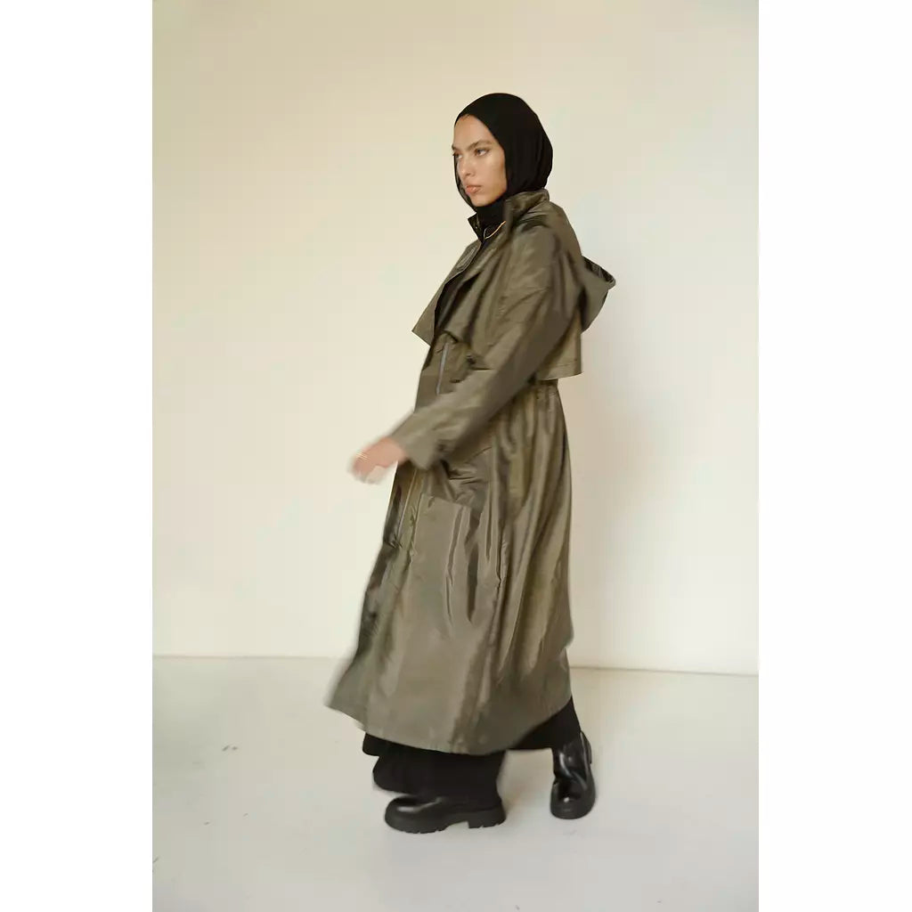 Waterproof Trench Coat in Olive