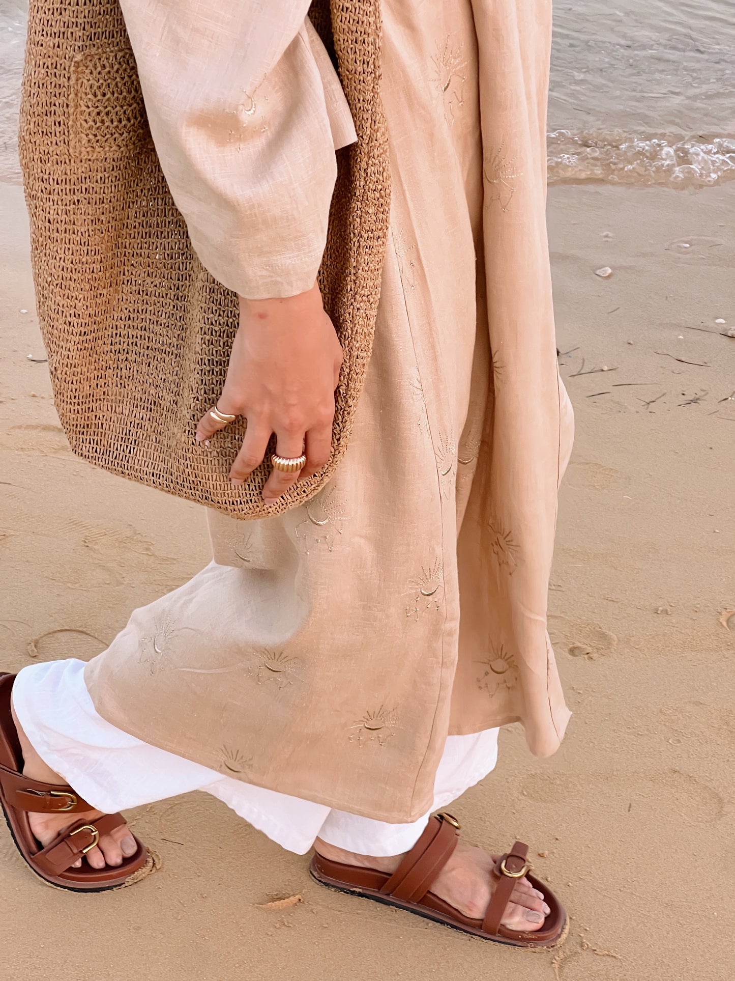 Embroidered Serenity cardigan Beige