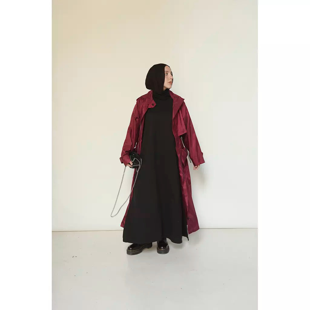 Waterproof Trench Coat in Burgundy
