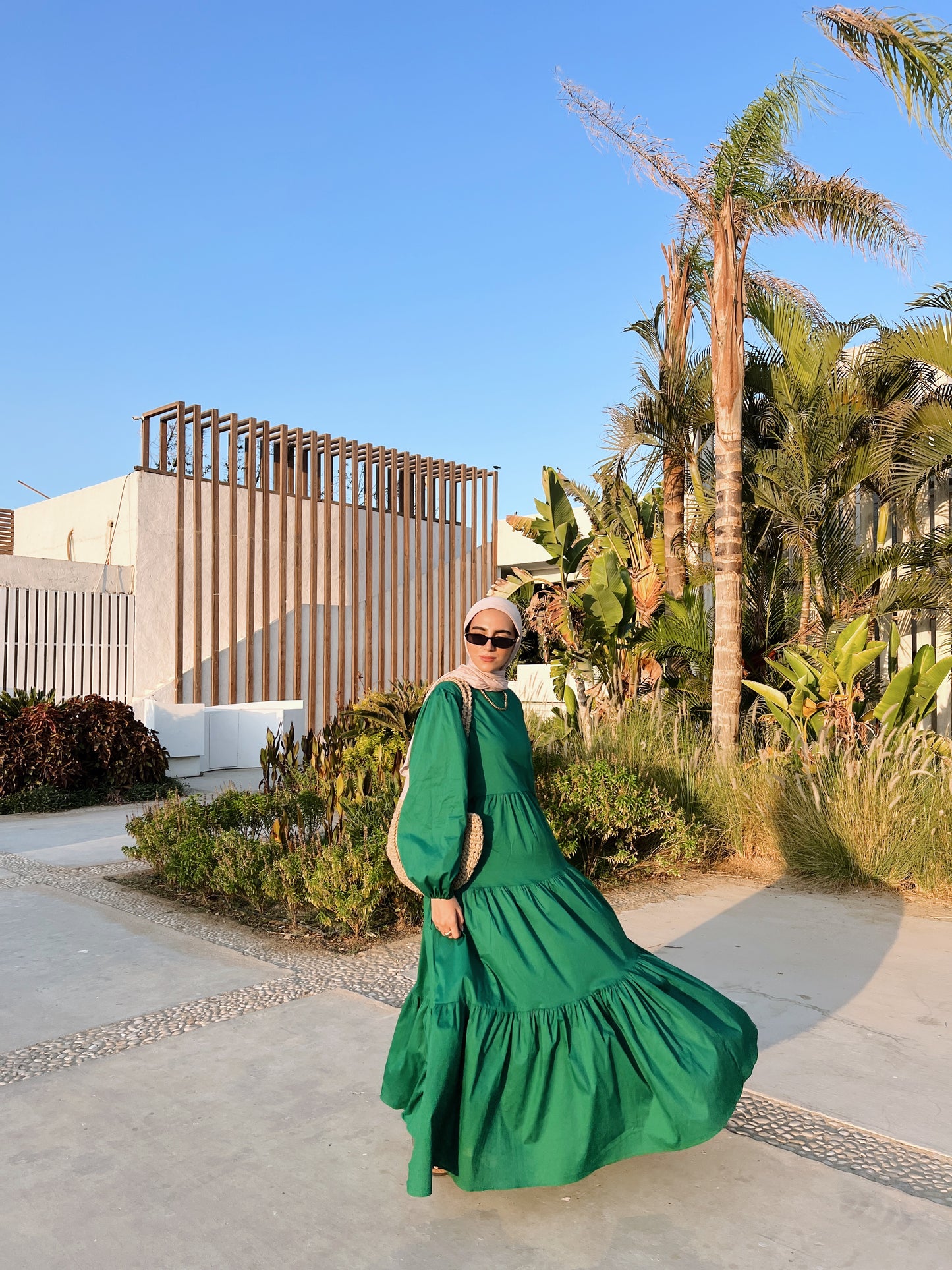Poplin Gypsy Dress Green