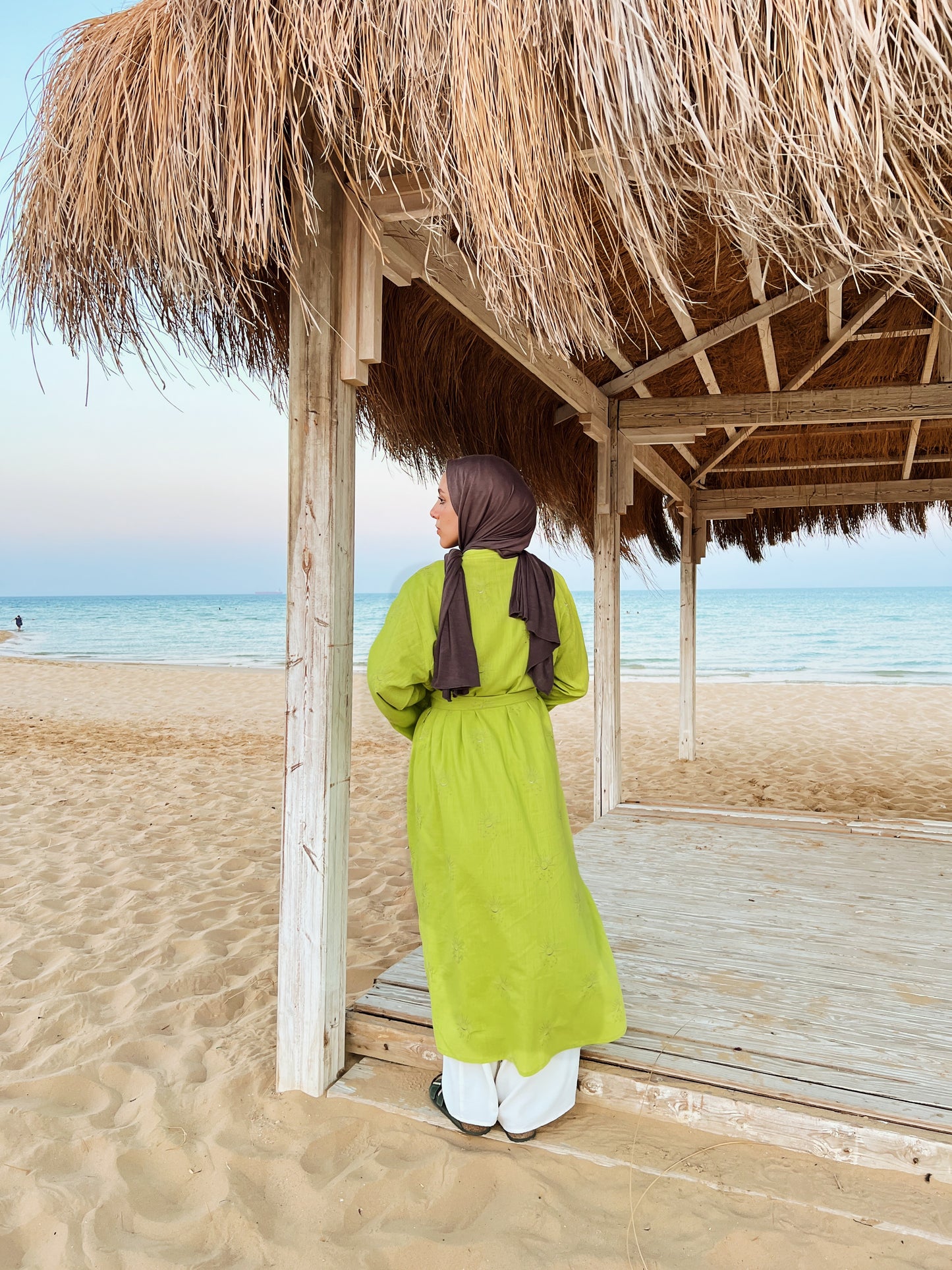Embroidered Serenity cardigan lime