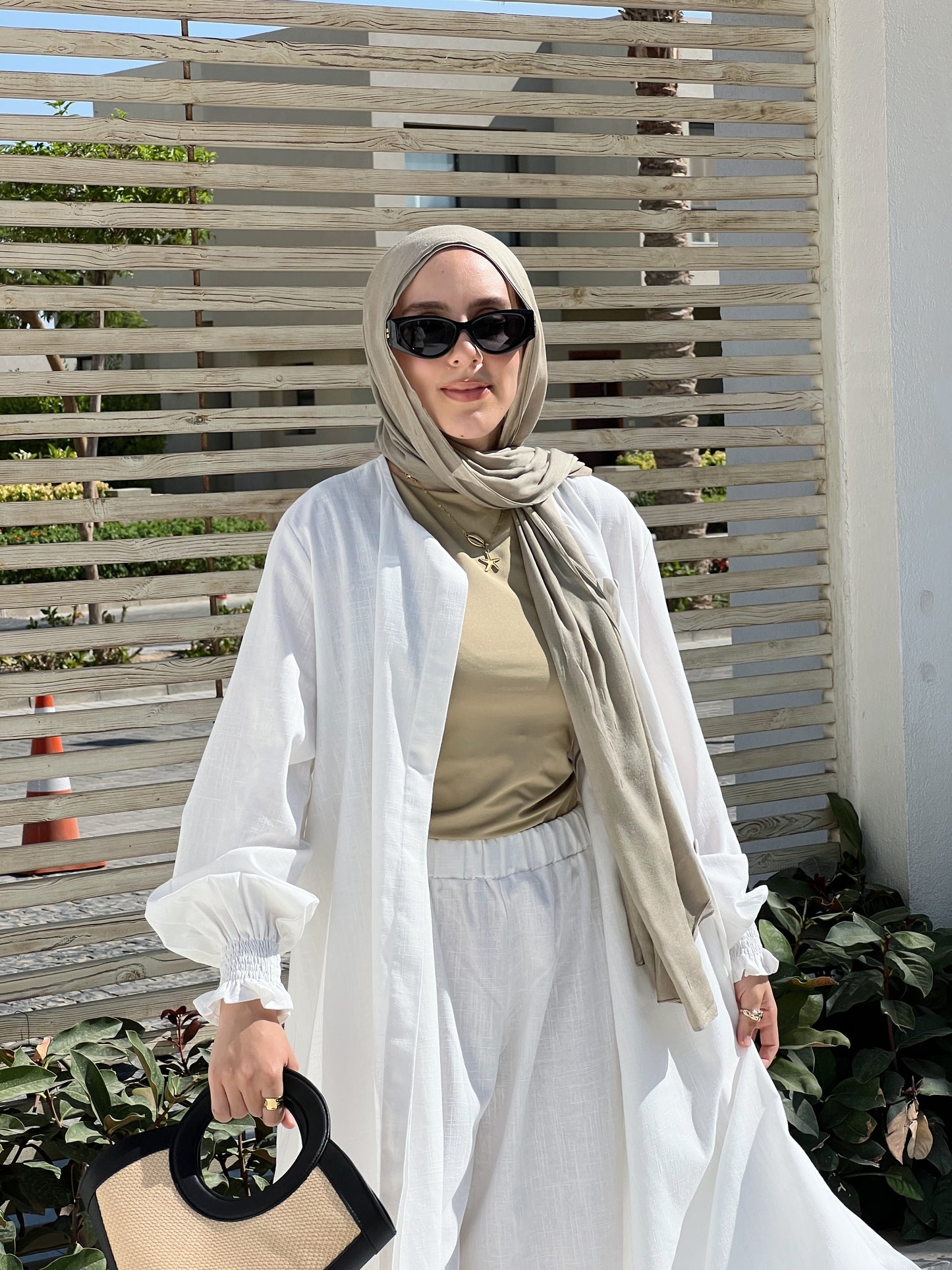 Asymmetric Linen Set In White