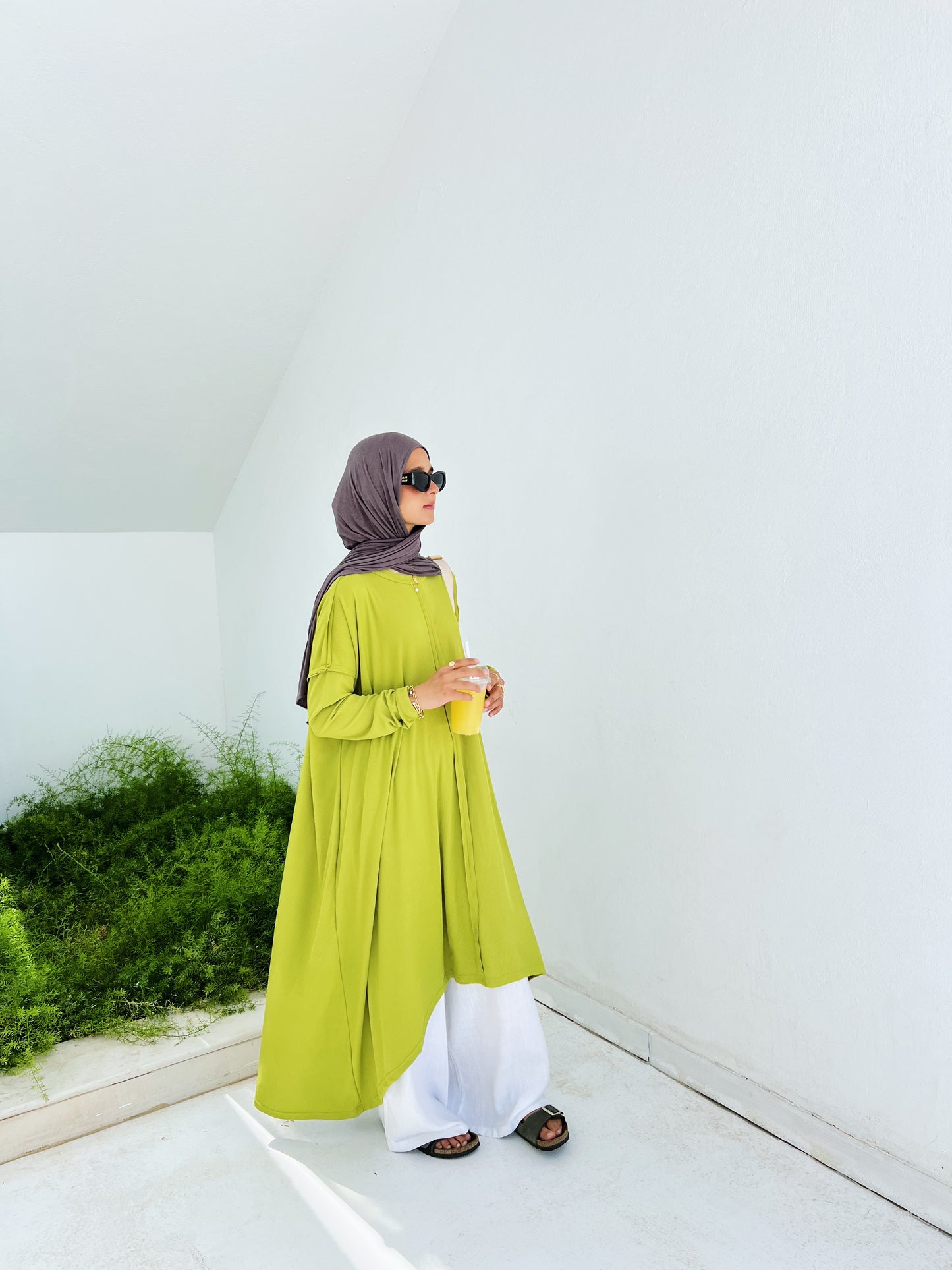 Flowy Ribbed Top In Apple Green