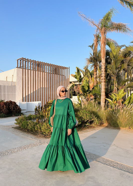 Poplin Gypsy Dress Green