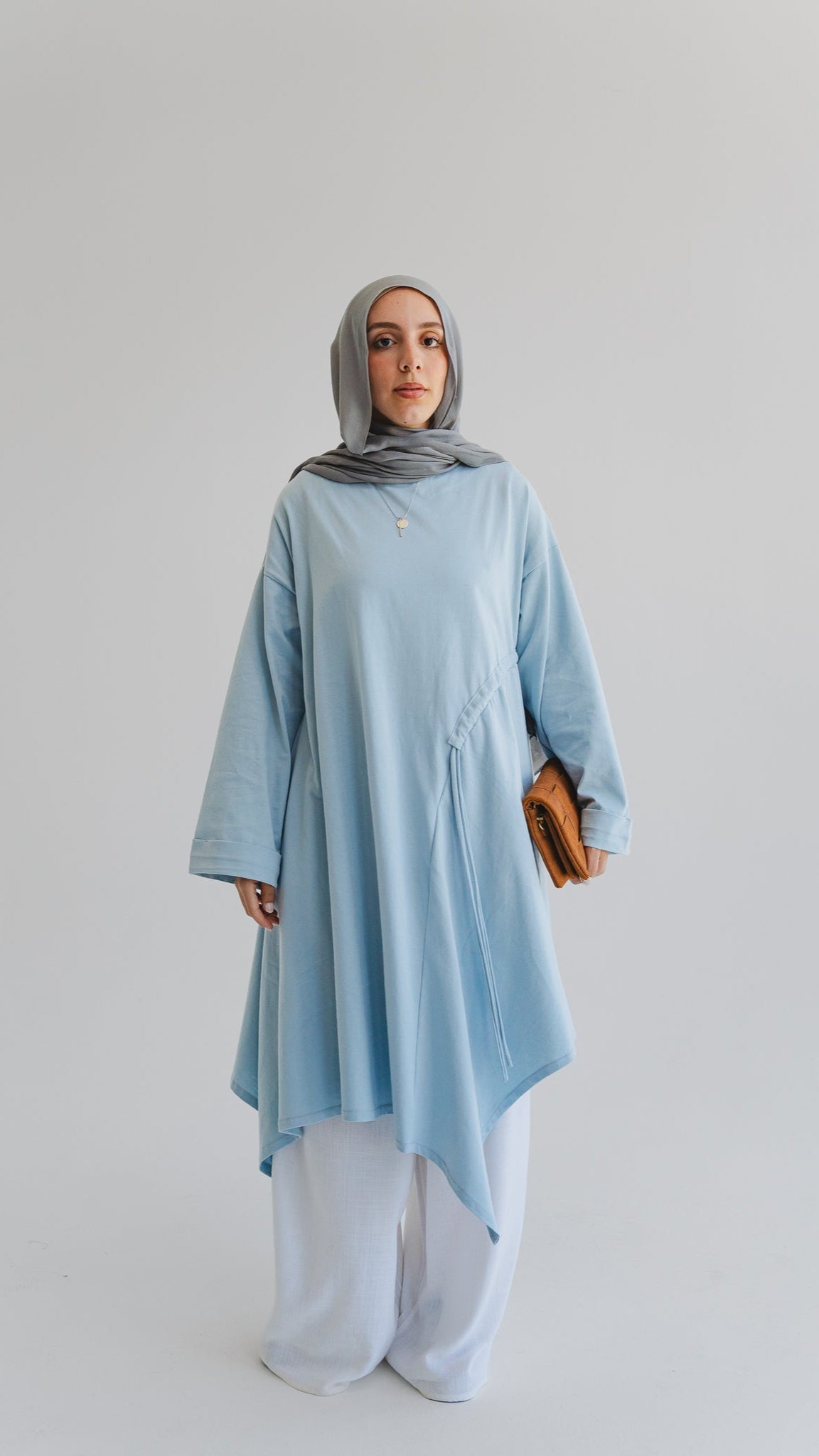 Breeze Drawstring Top In Cloud Blue