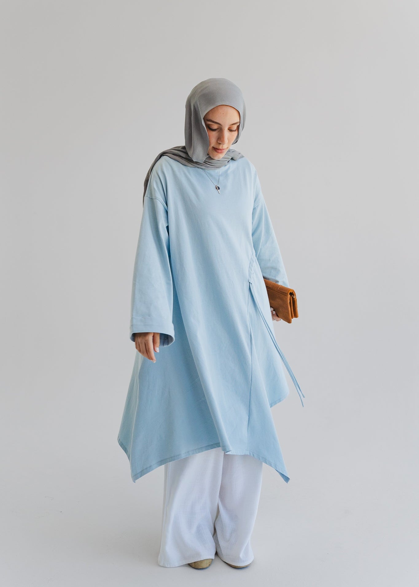 Breeze Drawstring Top In Cloud Blue