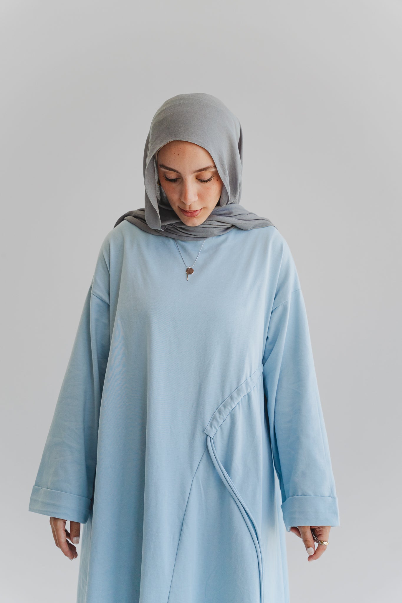 Breeze Drawstring Top In Cloud Blue