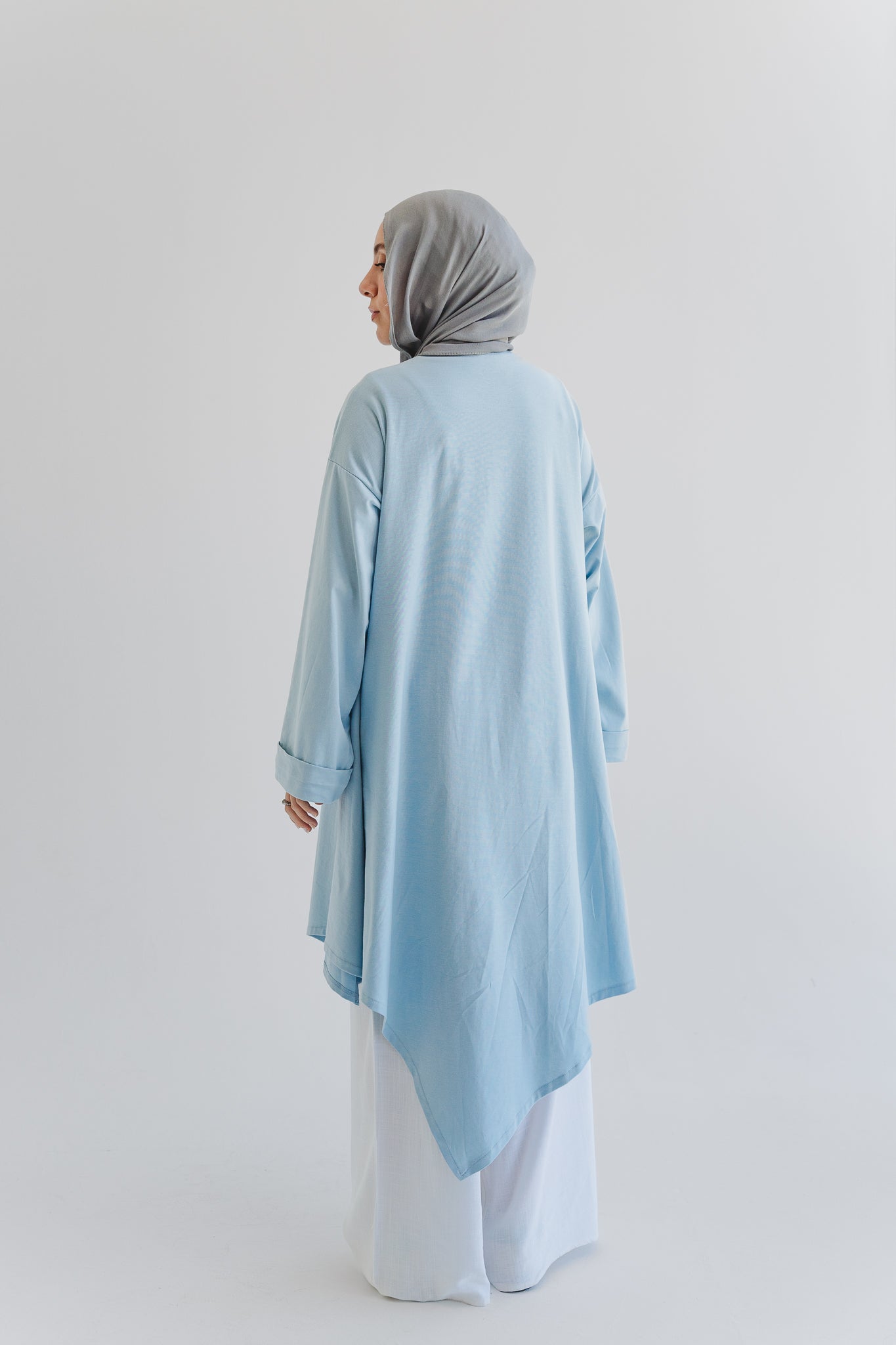 Breeze Drawstring Top In Cloud Blue