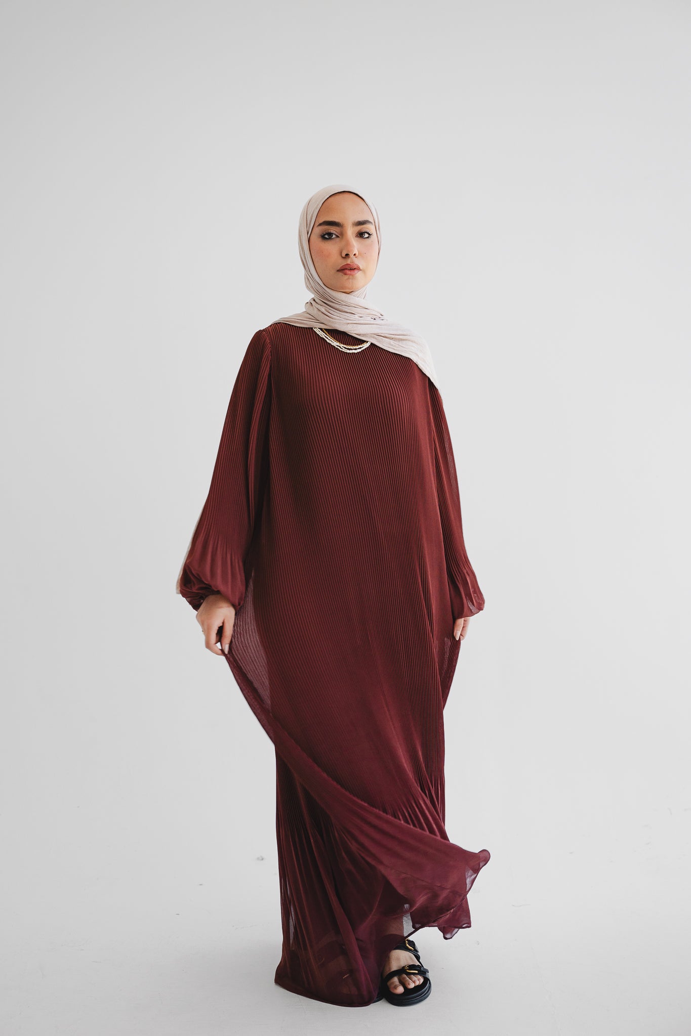 Dreamy Swirl Dress In Rust Berry