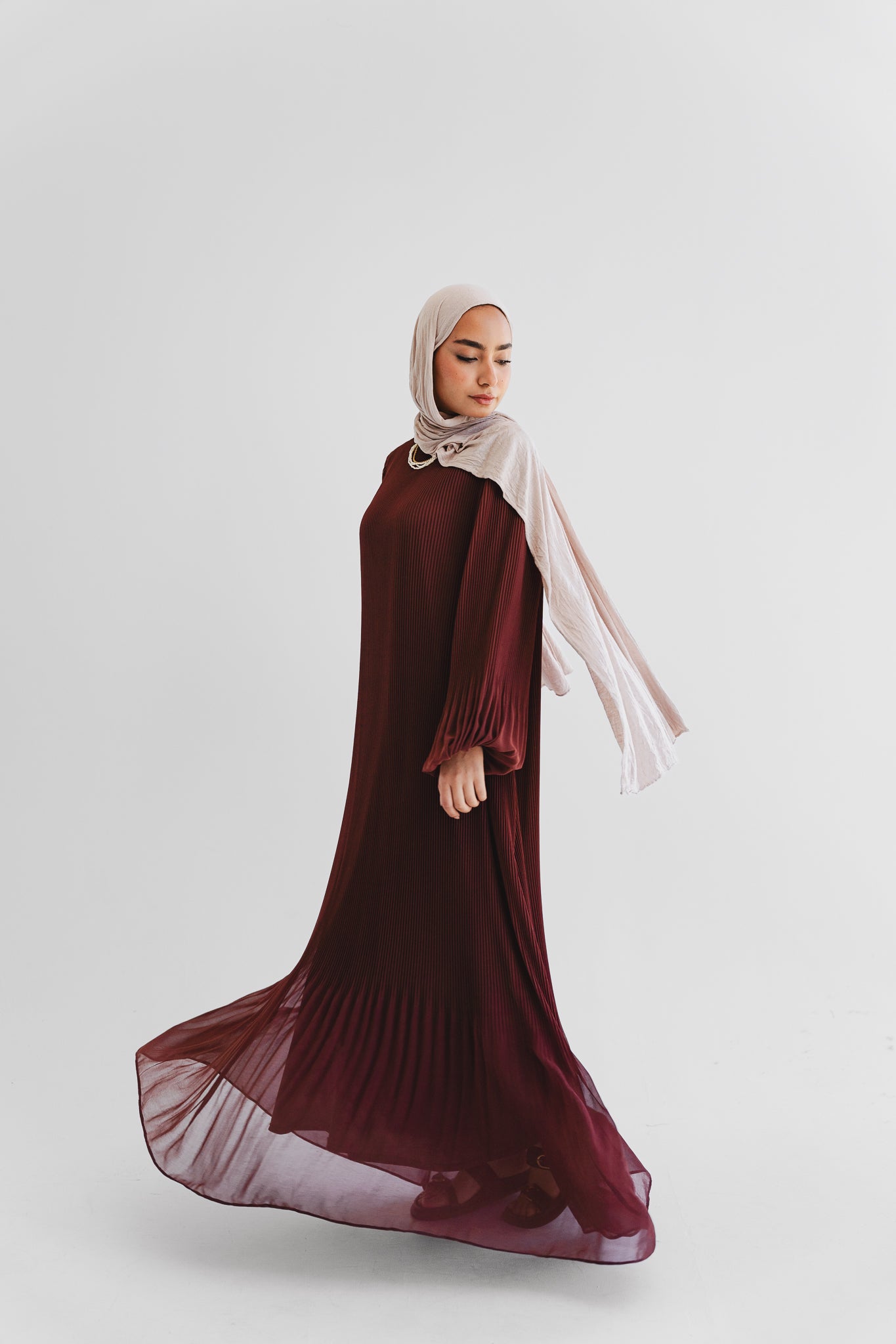 Dreamy Swirl Dress In Rust Berry