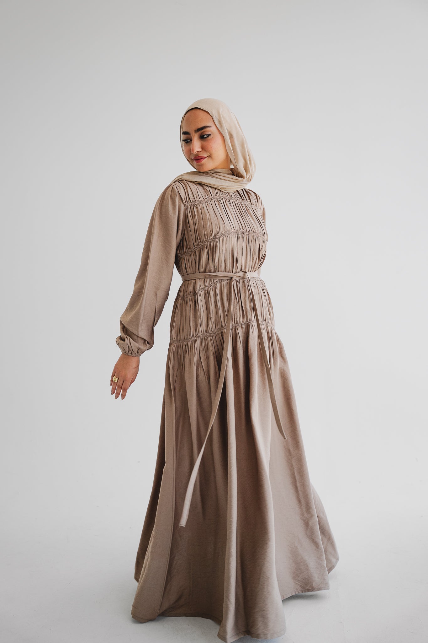 Latte Soft Gather Dress