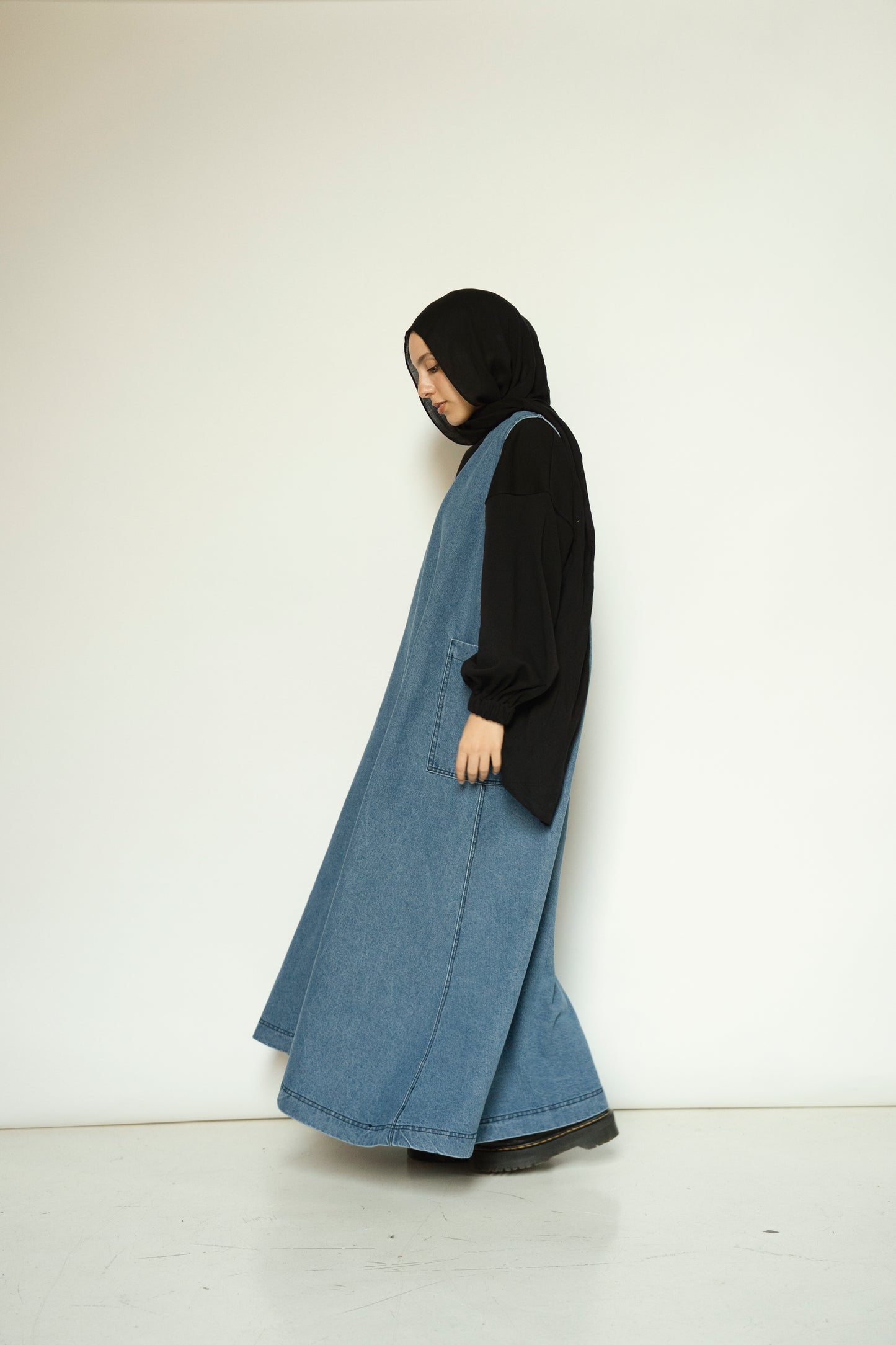 Sleeveless Denim Dress Set (Light Wash)