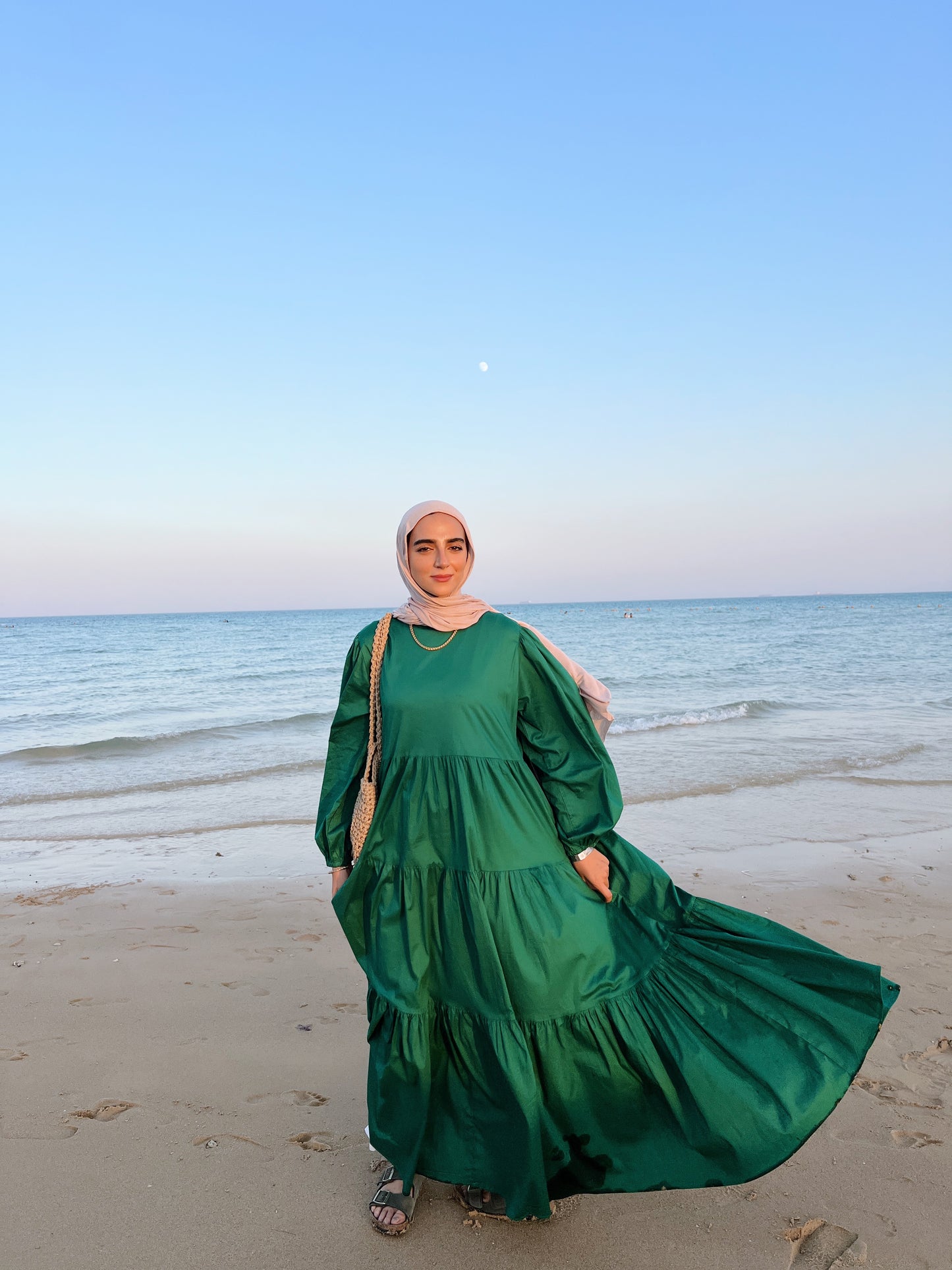 Poplin Gypsy Dress Green