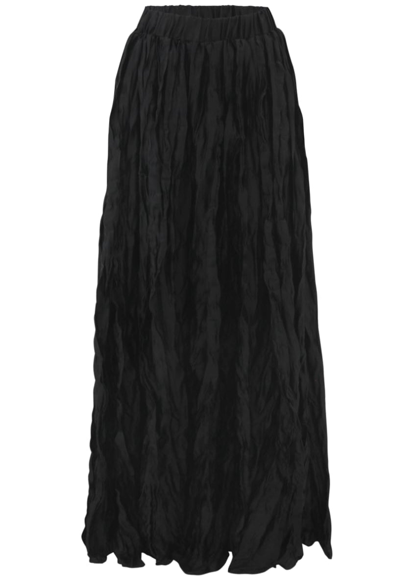 Crinckled satin Skirt In Black