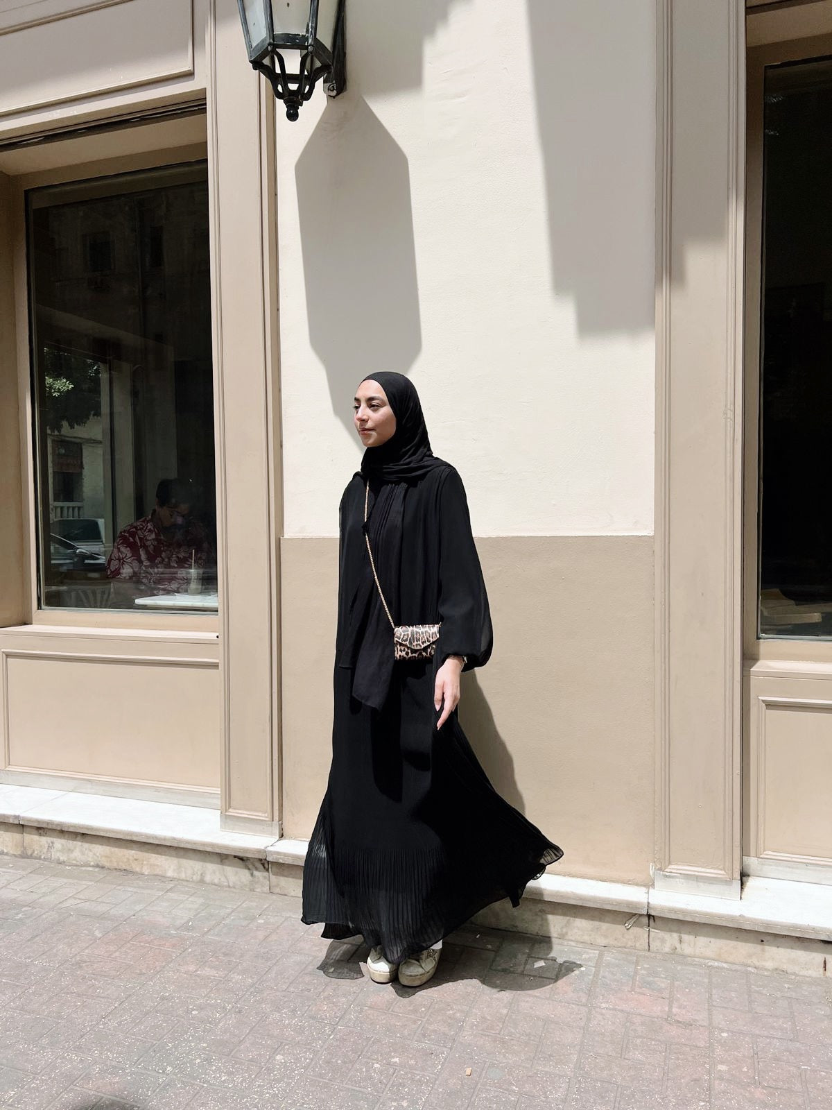 Tie-detail Pleated Dress in Black