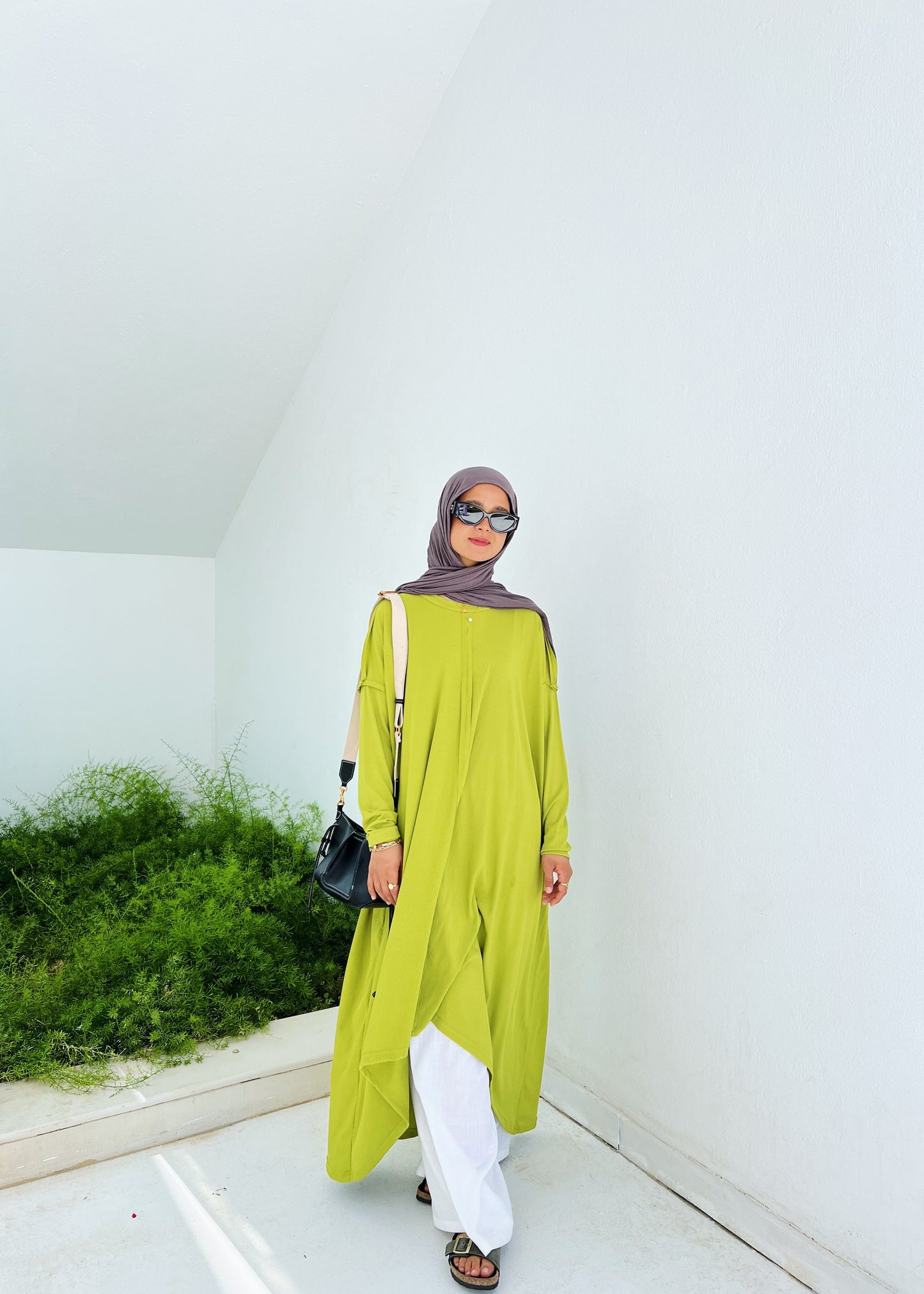 Flowy Ribbed Top In Apple Green