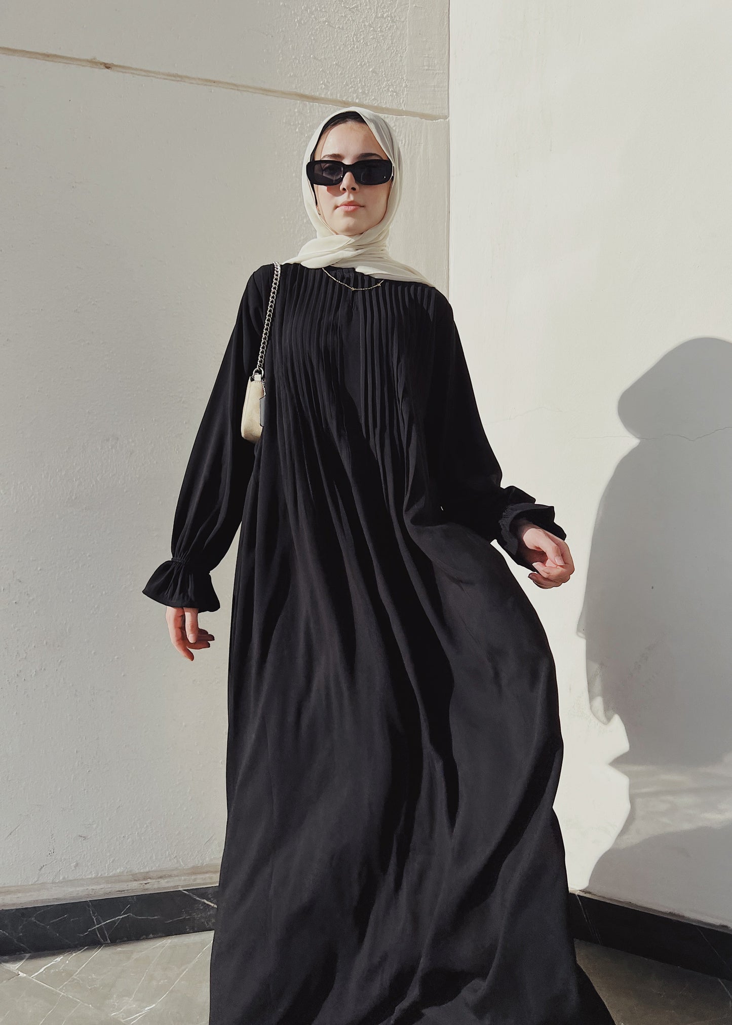Front Pleated Abaya Dress