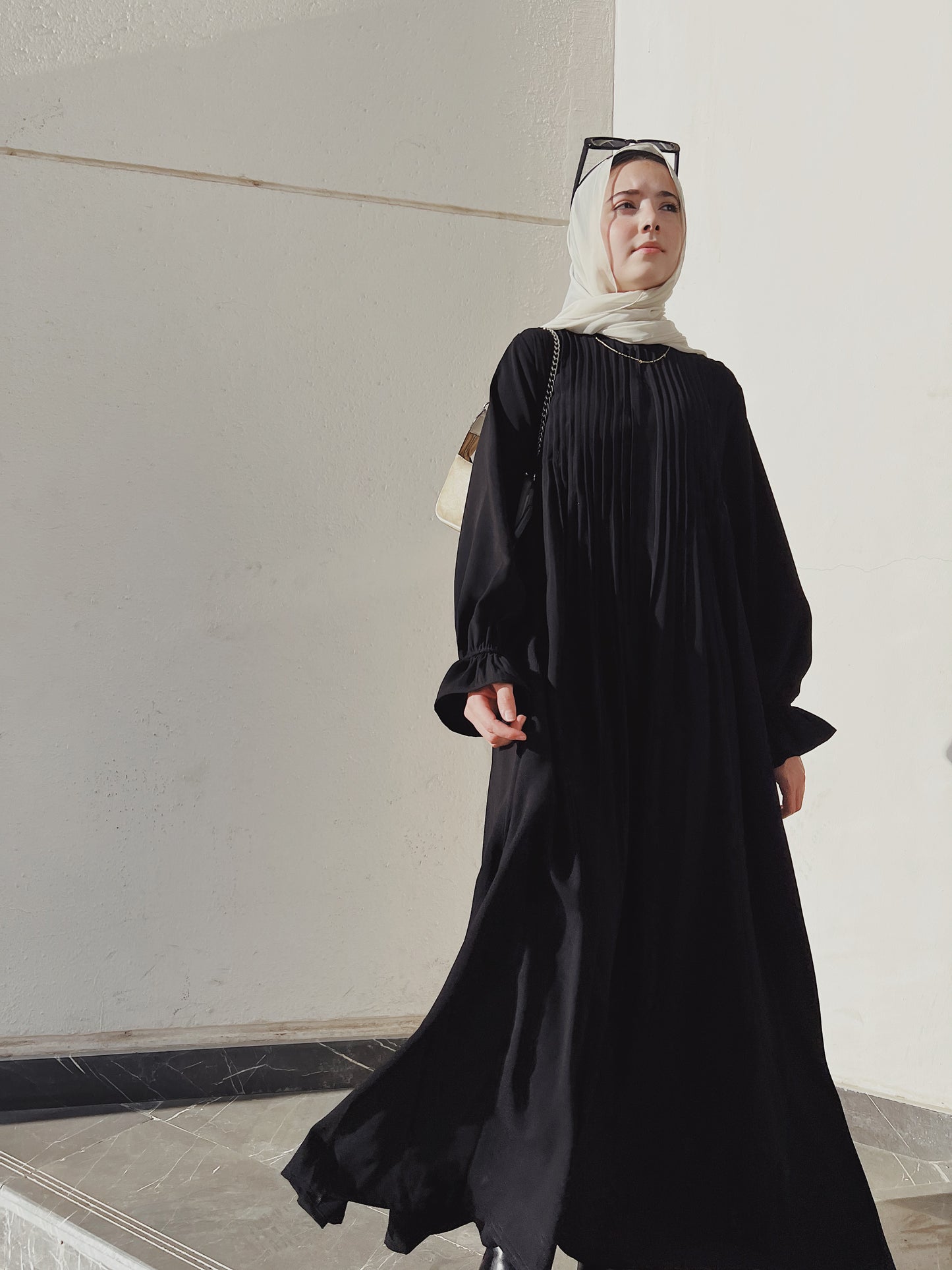 Front Pleated Abaya Dress