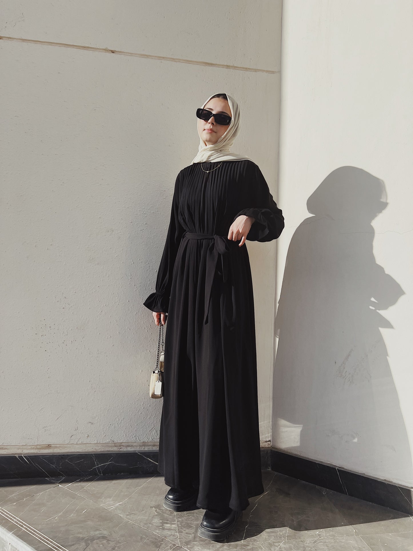 Front Pleated Abaya Dress