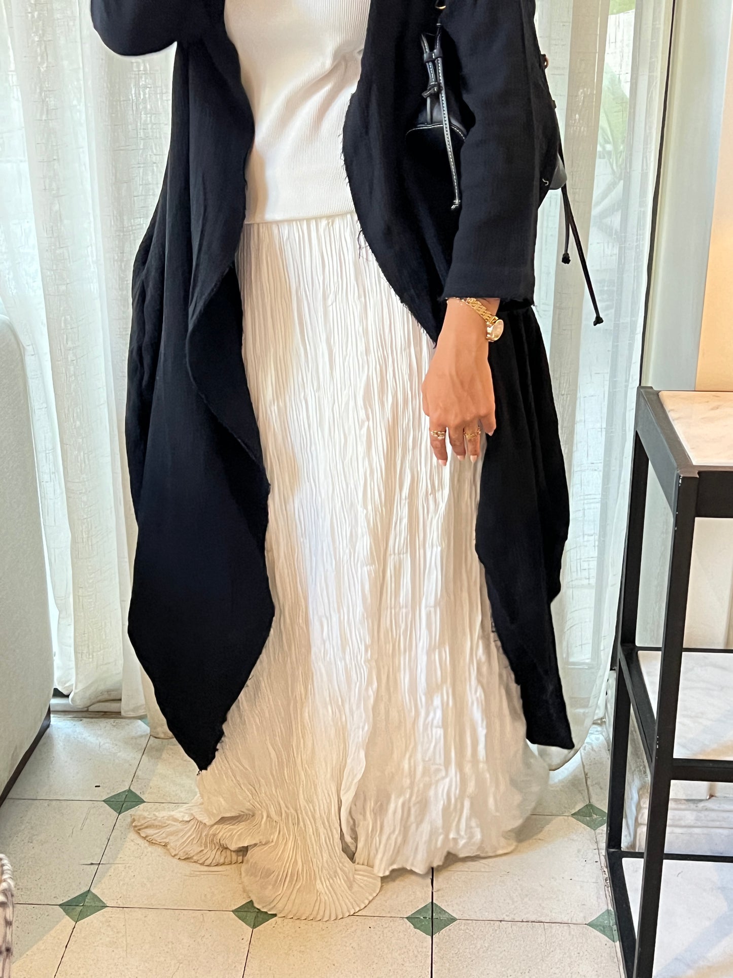 Crushed Chiffon Skirt In Black