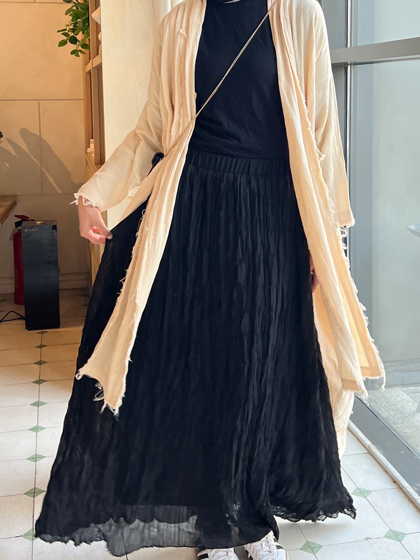 Crushed Chiffon Skirt In Black