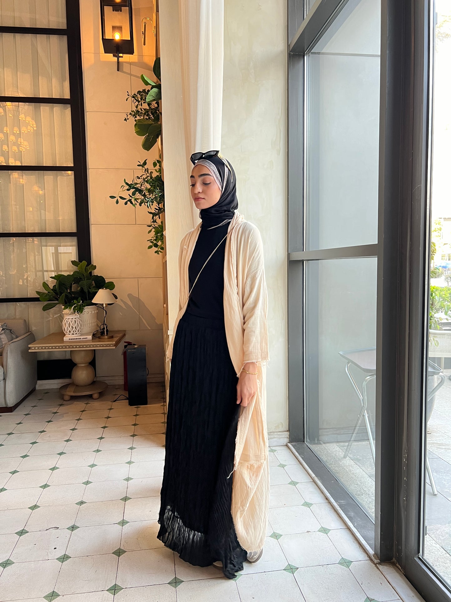 Crushed Chiffon Skirt In Black