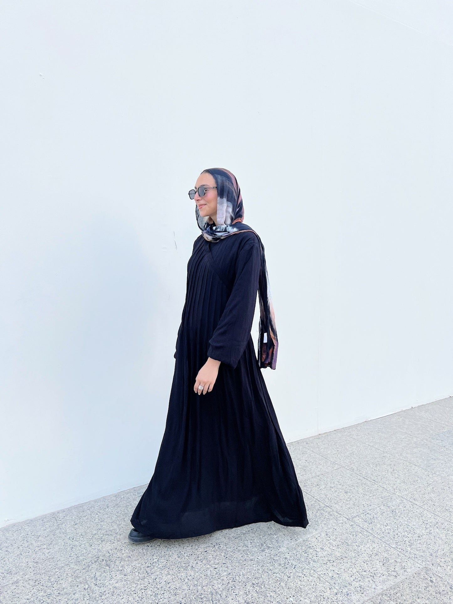 Cotton Candy Black Front Pleats Dress