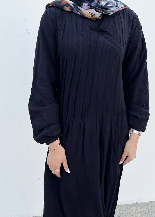 Cotton Candy Black Front Pleats  Dress