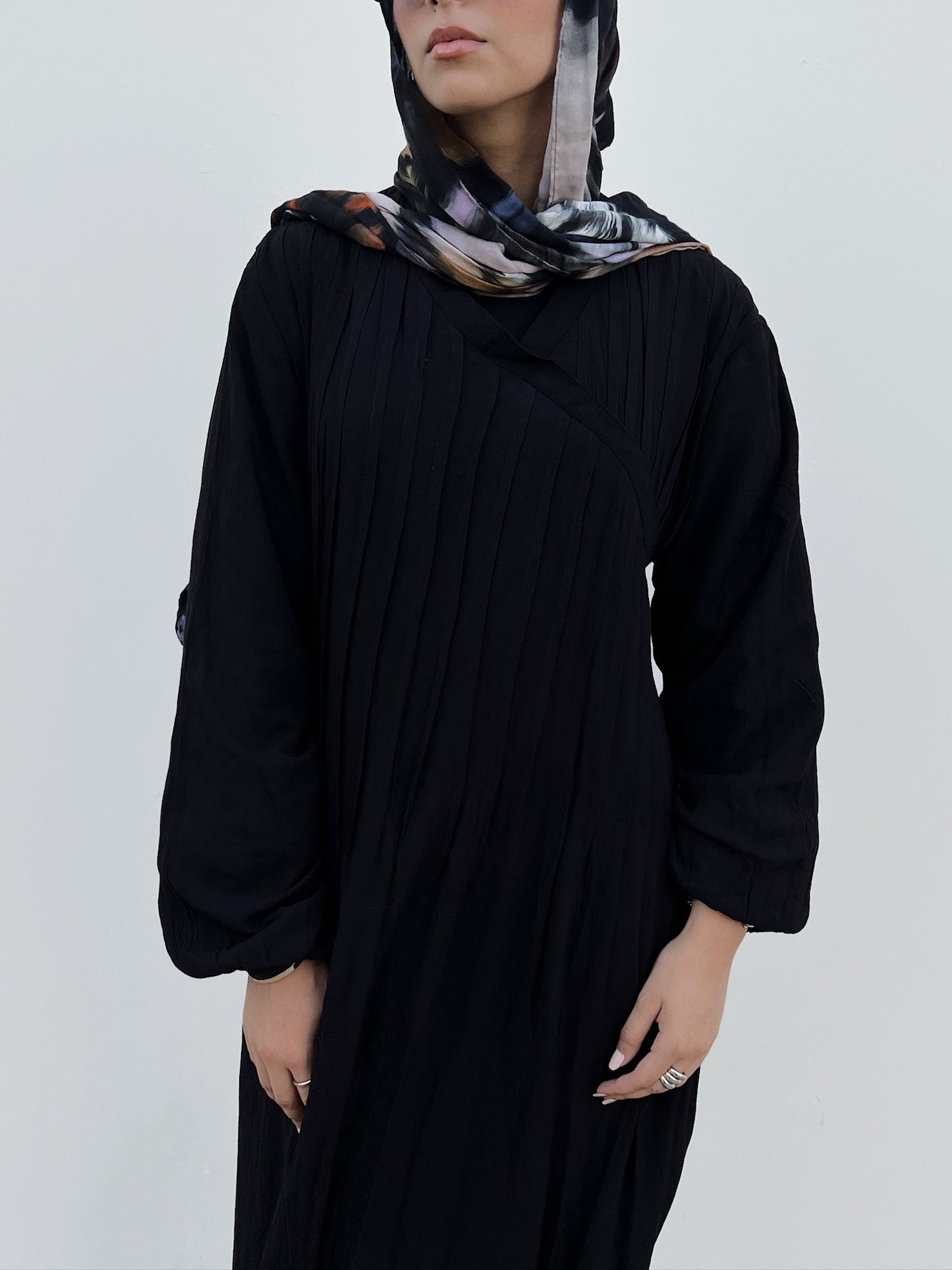 Cotton Candy Black Front Pleats Dress
