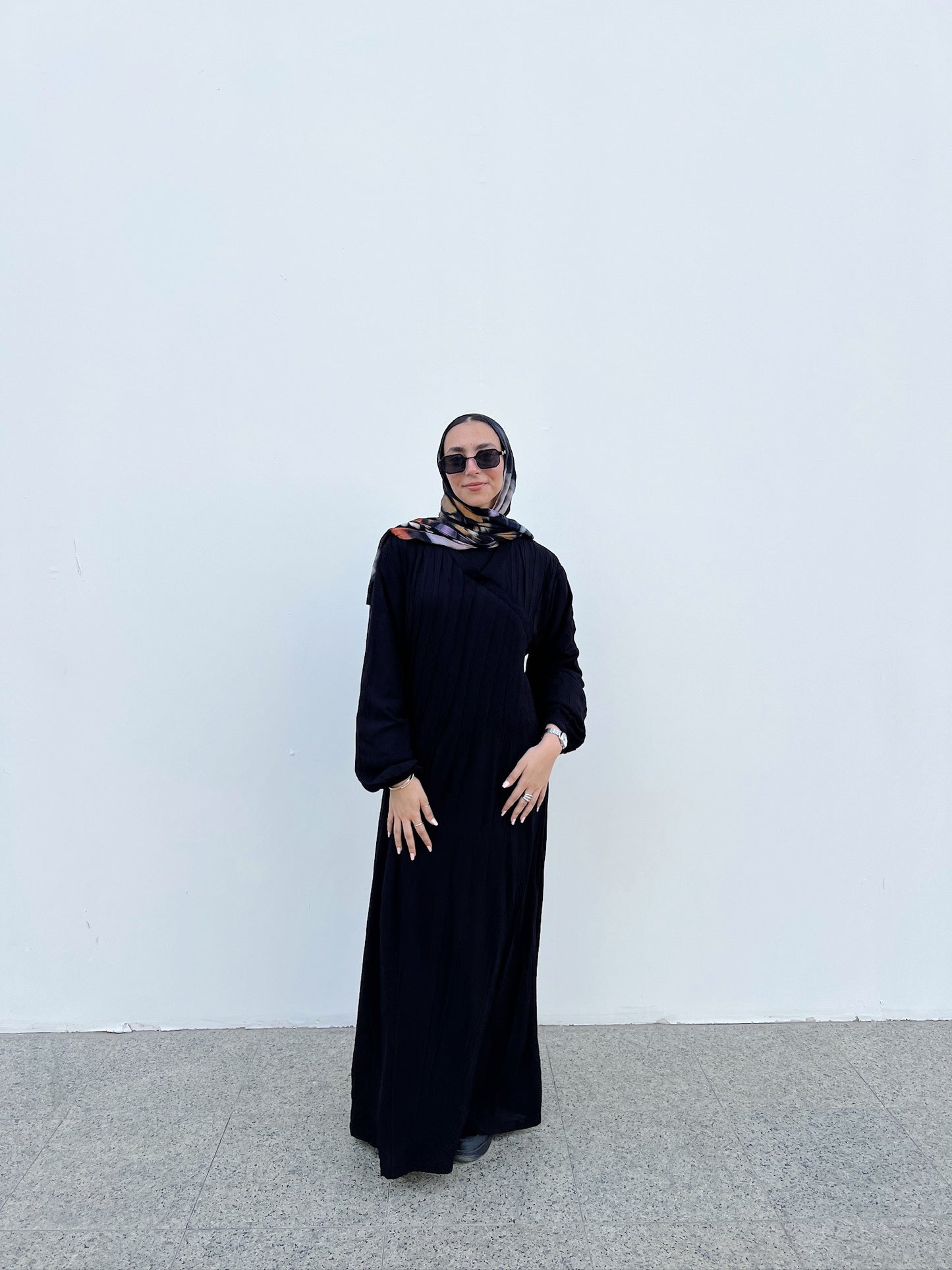 Cotton Candy Black Front Pleats Dress