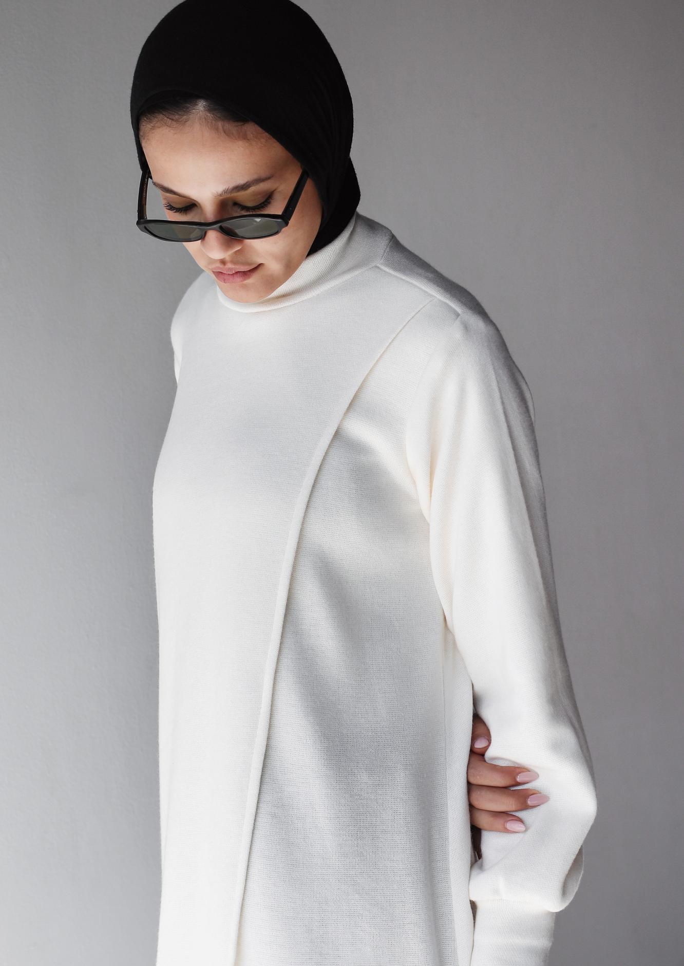 The Knit Overlap Tunic In Ivory