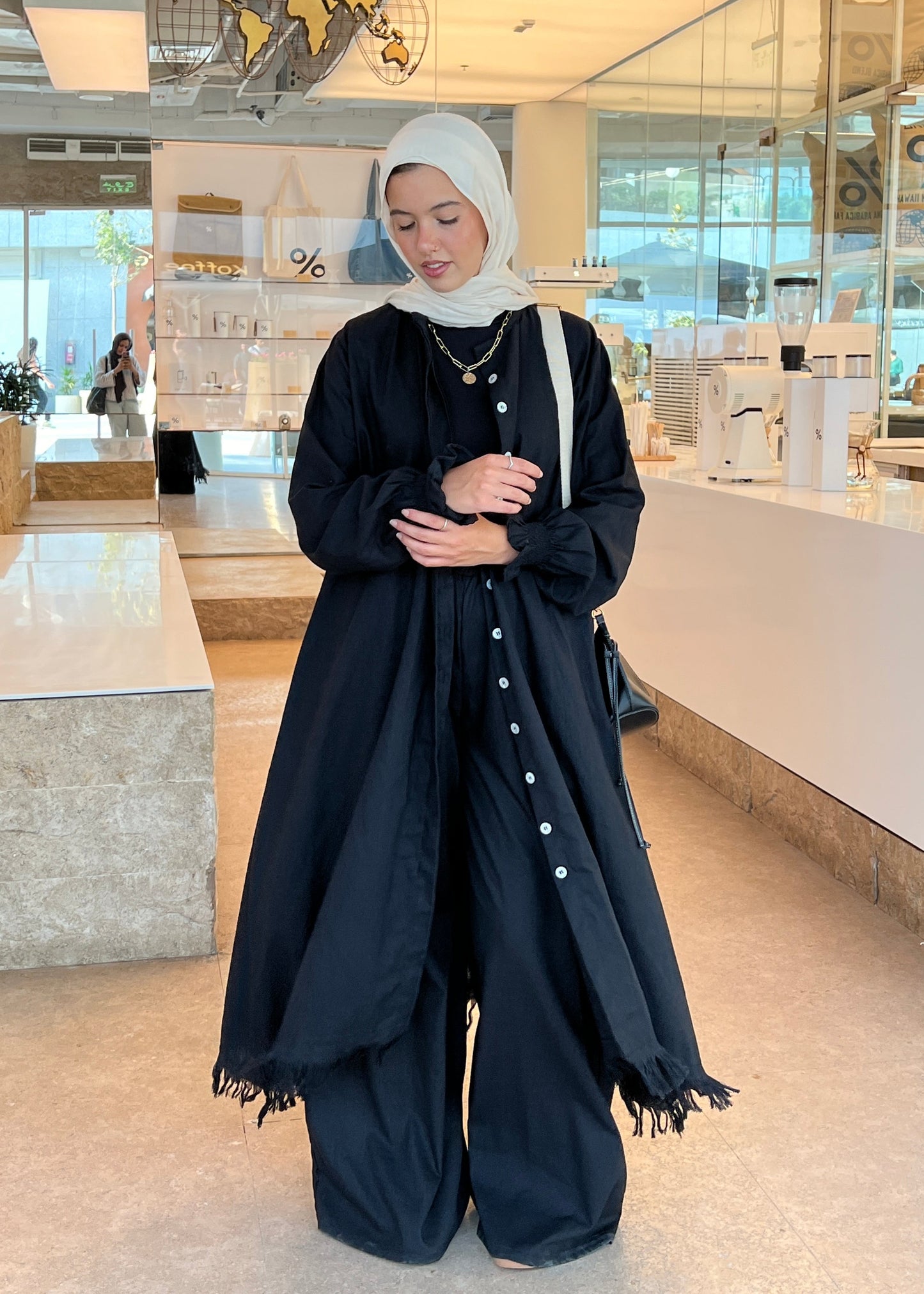Asymmetric Linen Set In Black
