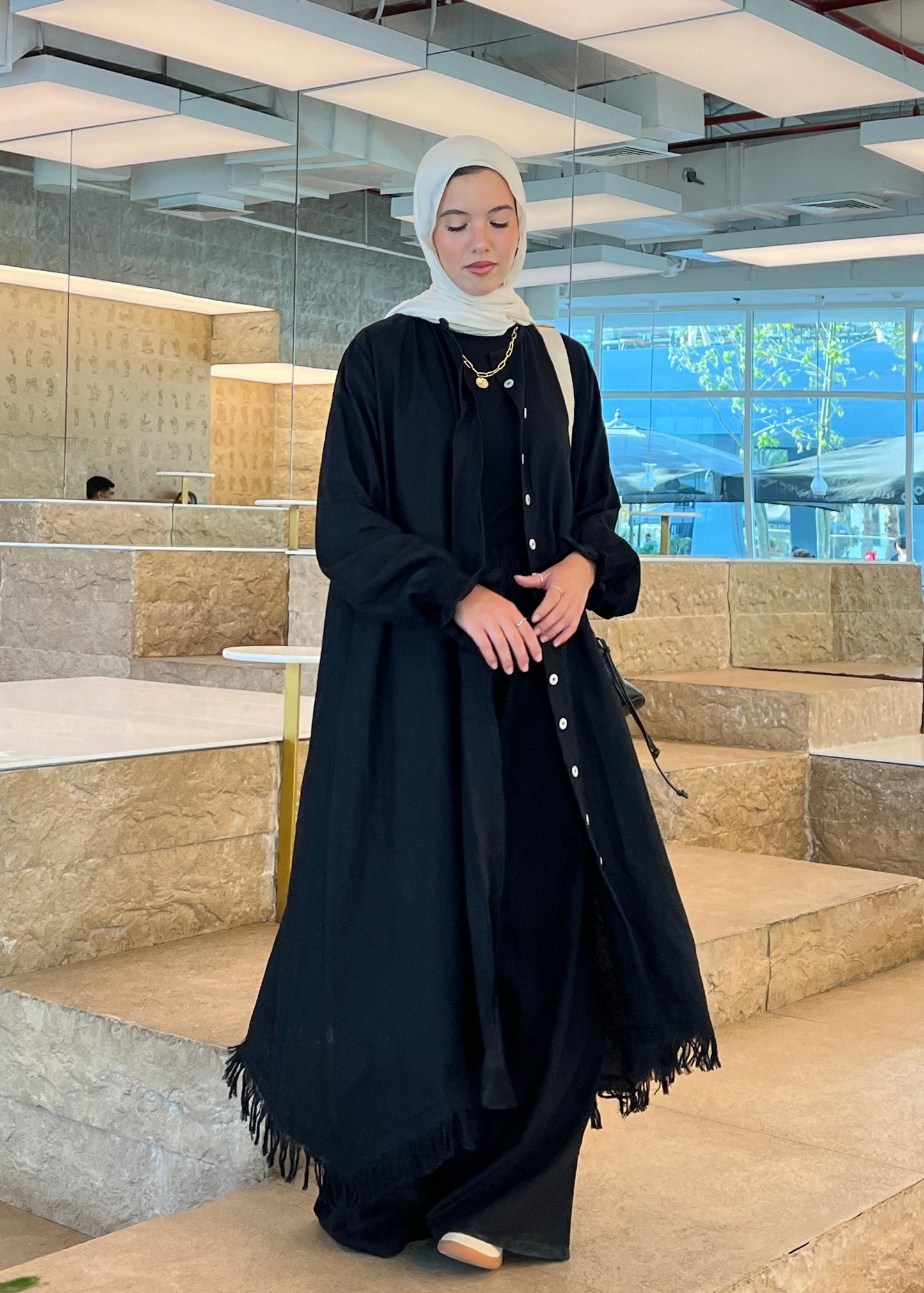Asymmetric Linen Set In Black