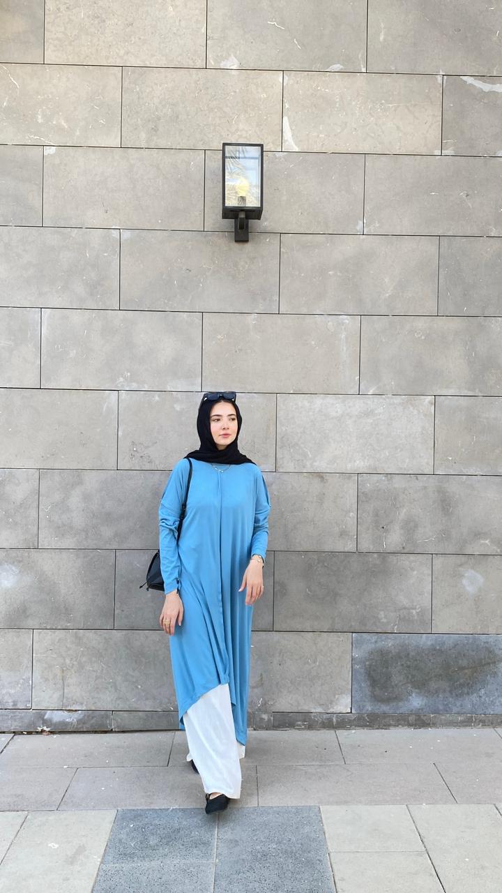 Flowy Ribbed Top In Blue