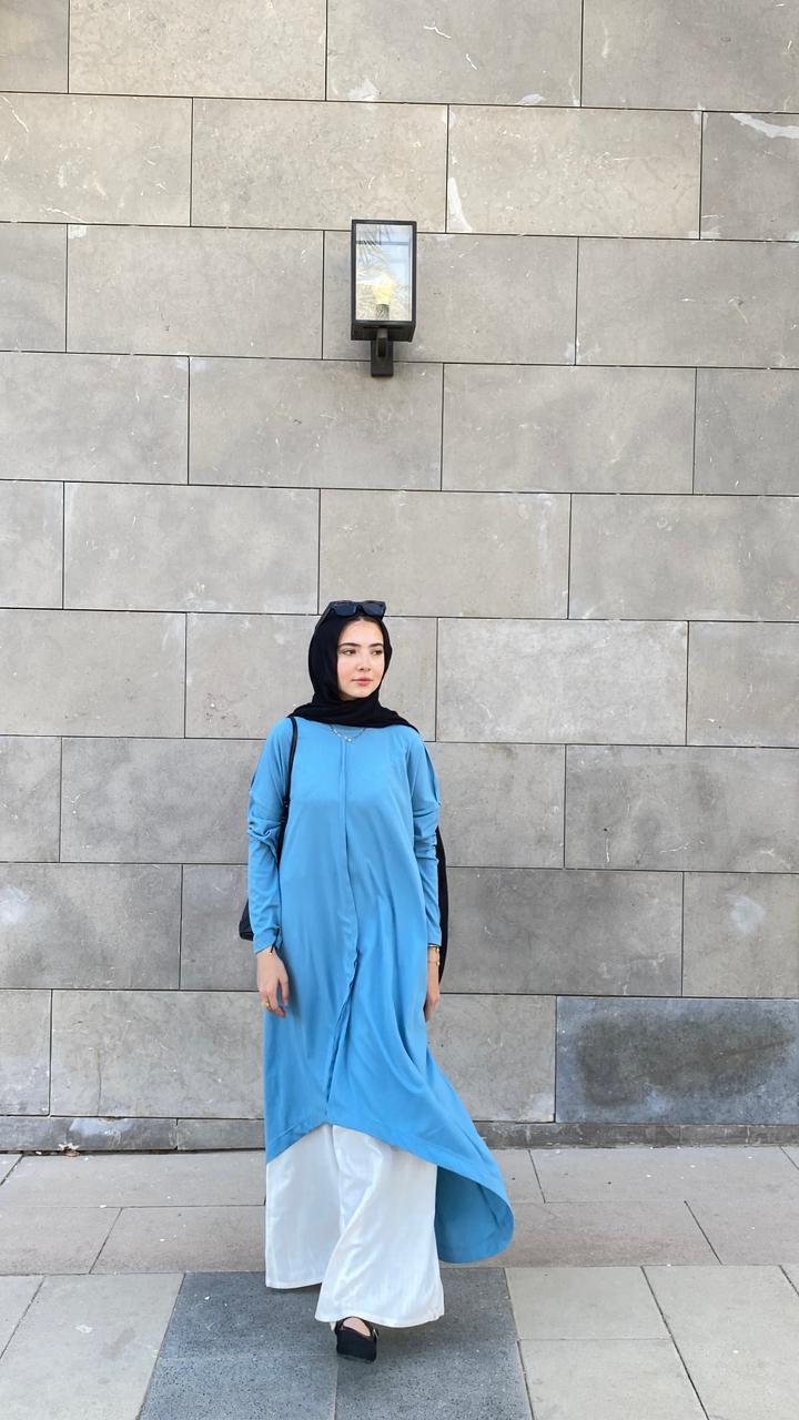 Flowy Ribbed Top In Blue