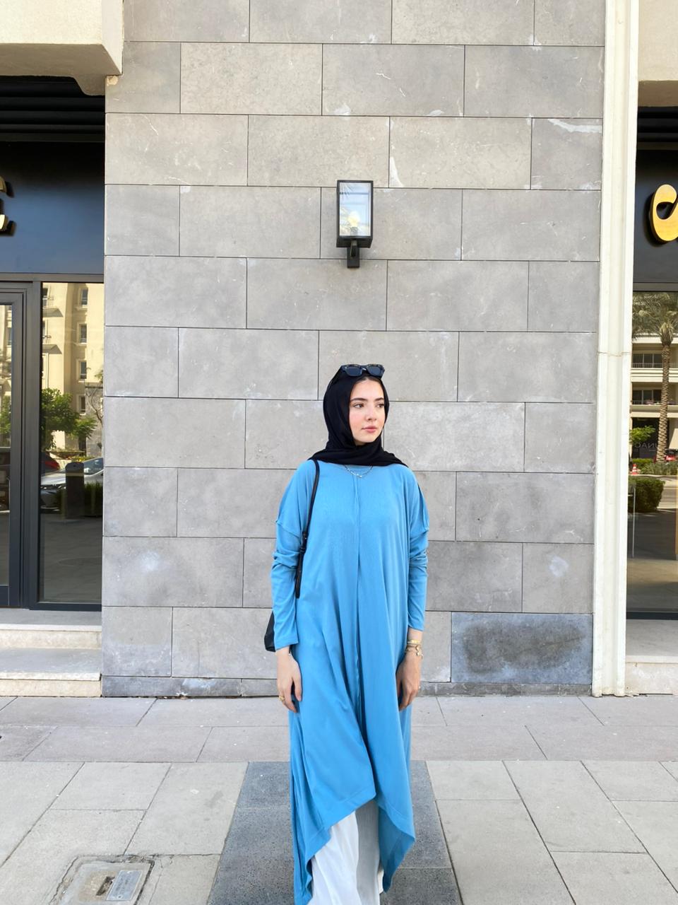 Flowy Ribbed Top In Blue