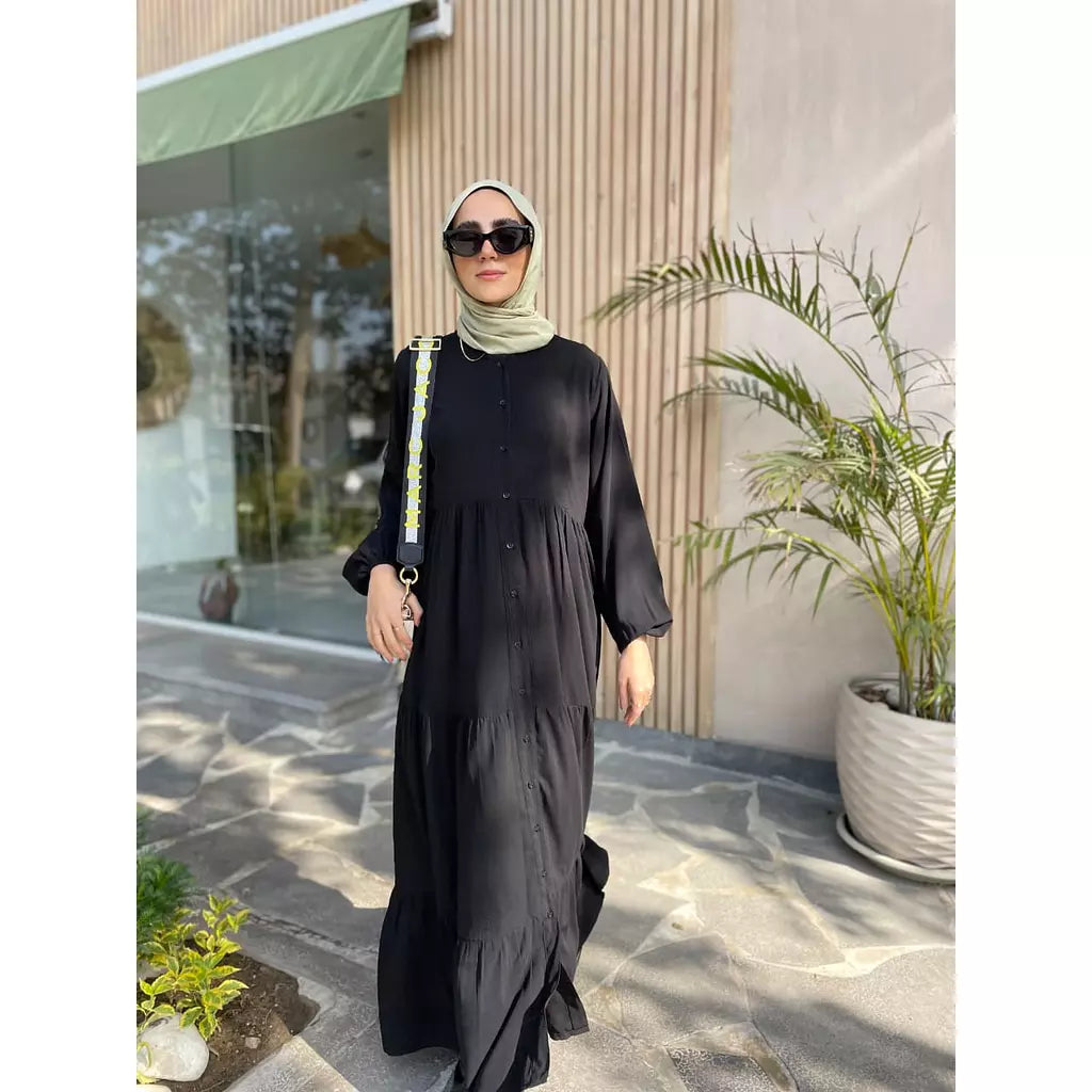 Layered buttoned Abaya