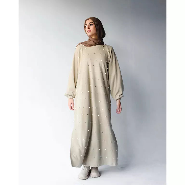 Pearl Wool Dress In Crème