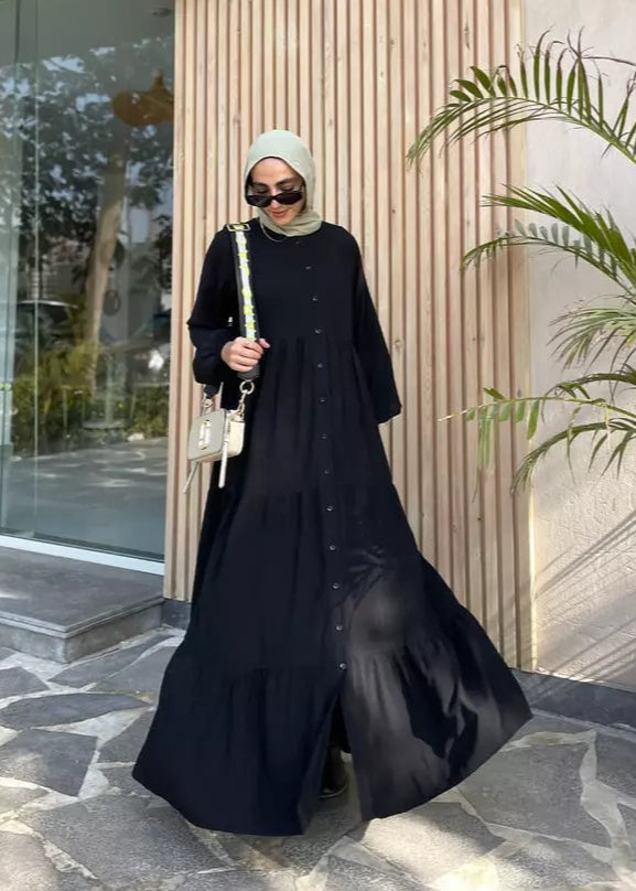 Layered buttoned Abaya