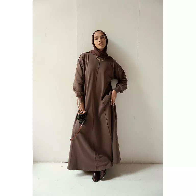 Seamline Dress in Taupe Brown