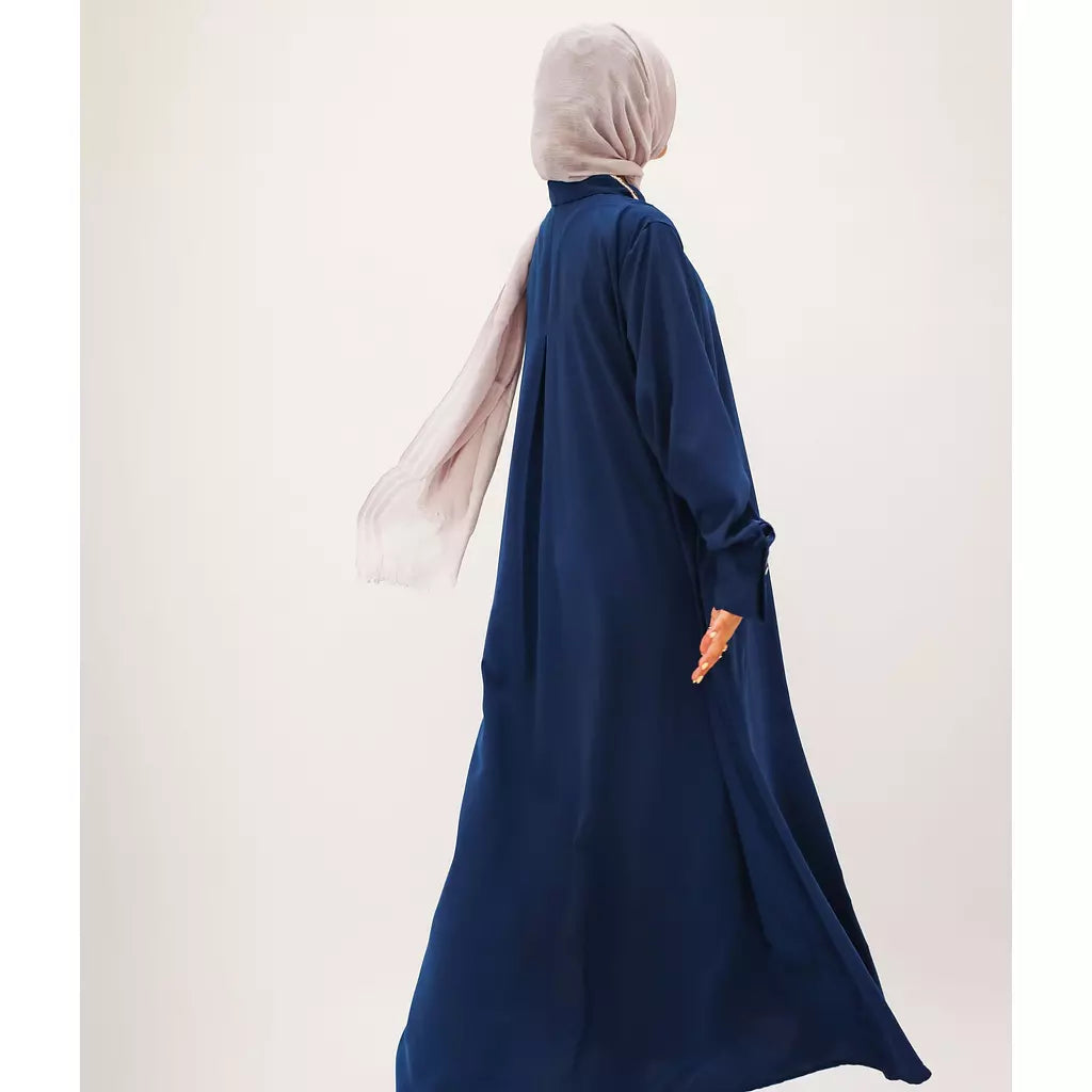 9-5 Elegance Shirt Dress In Navy Blue
