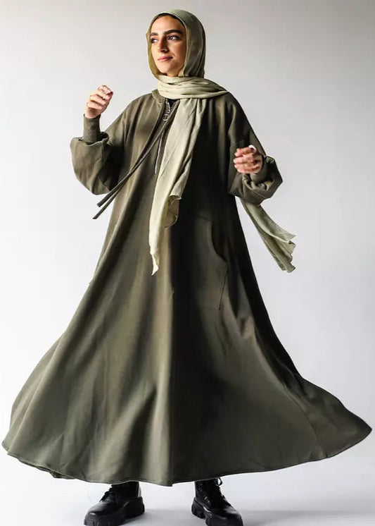 Milton Hoodie Dress In Olive